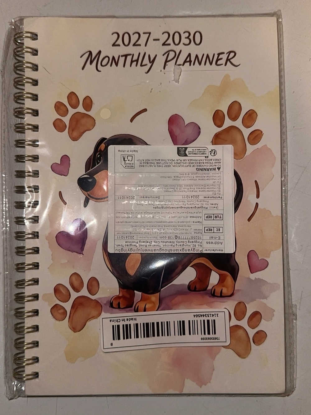 Monthly Planner for Dog Lovers – Brown & Pink Dachshund Design